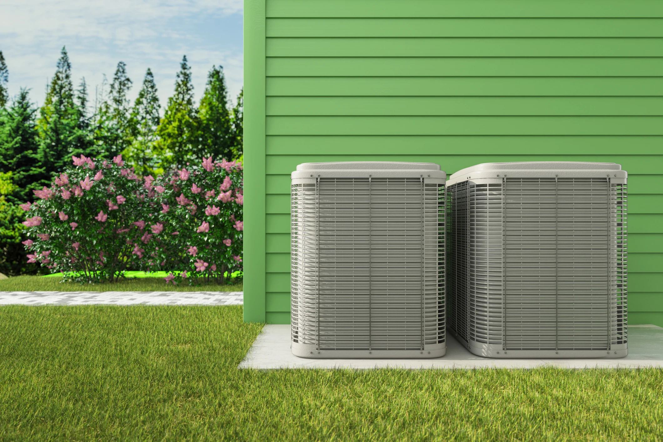 Air conditioning units outside green house.