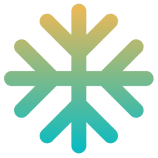 Gradient snowflake icon on black background.