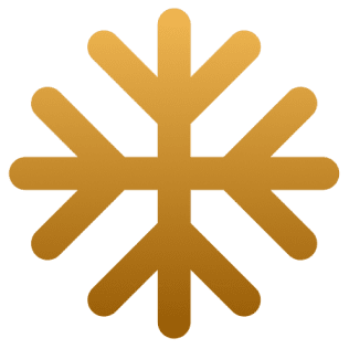 Golden snowflake symbol on black background.