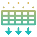 Grid with arrows and dots above.