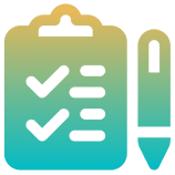 Checklist and pen icon, gradient design.