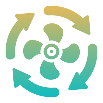 Fan with circular arrows, gradient design.