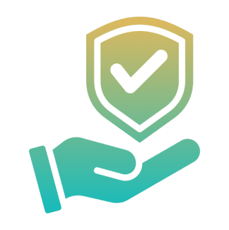 Hand with shield and check mark icon.