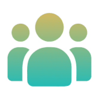 Three gradient silhouettes forming a group icon.