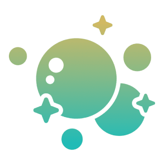 Gradient circles and stars on black background.