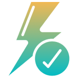Lightning bolt with a check mark symbol.