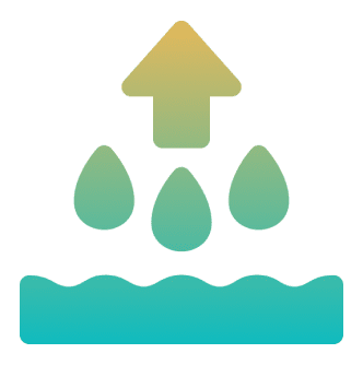 Water evaporation icon with upward arrow.
