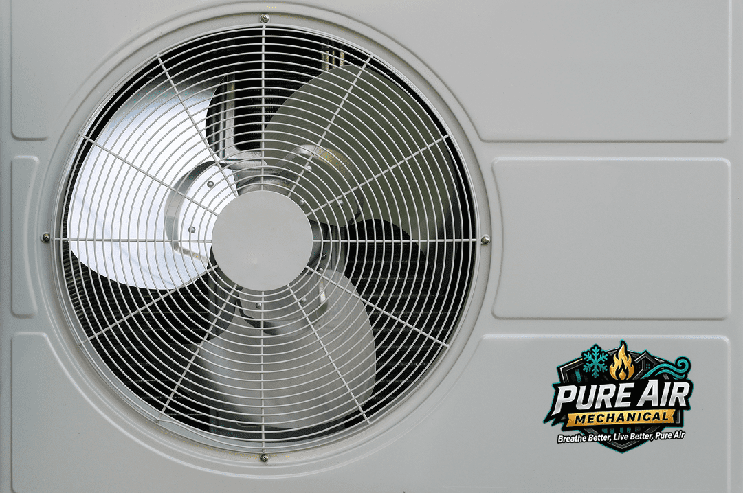 Air conditioning unit with Pure Air logo.