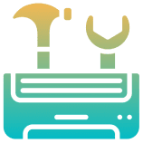 Toolbox icon with hammer and wrench.