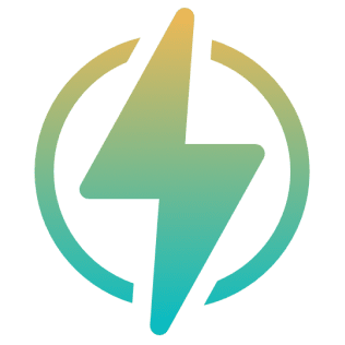 Gradient lightning bolt inside a circle.