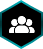 Group icon inside a hexagonal frame.