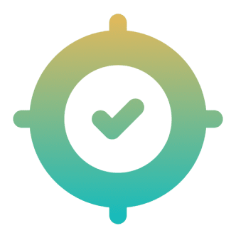 Gradient target with checkmark in center.