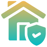 House icon with shield, representing security.