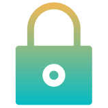 Gradient padlock icon on black background.