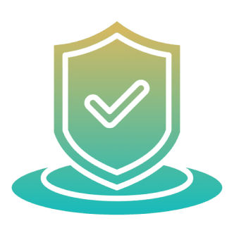Shield with checkmark, gradient background design.