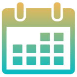 Calendar icon with gradient colors.