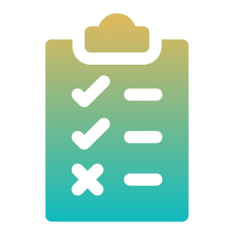 Checklist icon with checkmarks and cross.