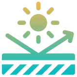 Sun reflecting off a surface illustration.
